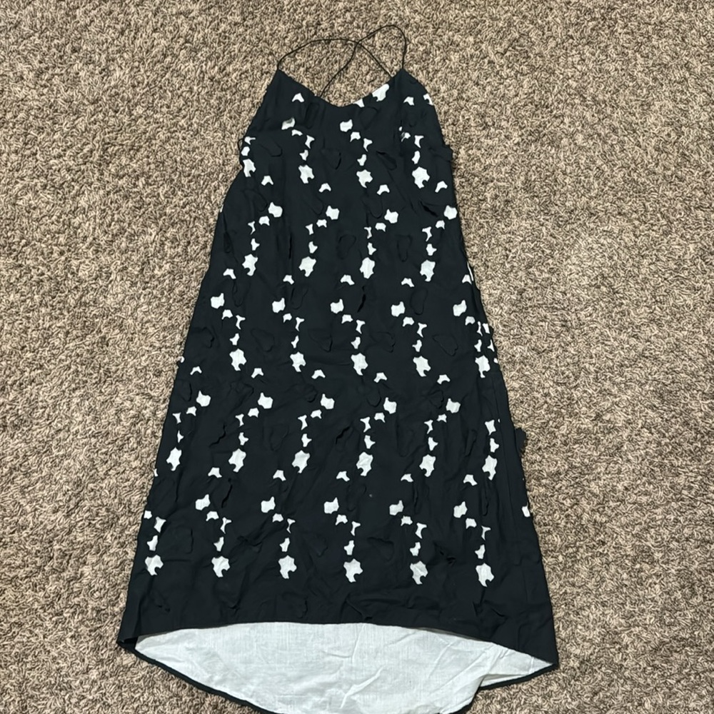 Tibi Black White 3D Floral Strappy Back Dress Size 8